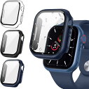 【3個入り】FALSAD Apple Watch カバー 46mm/44mm/45mm/40mm/41mm/42mm 対応アップルウォッチ Se/Se2/Series10/9/8/7/6/5/4 、PC素材と強化ガラスフィルム一体型 保護ケース 防水 全(2)