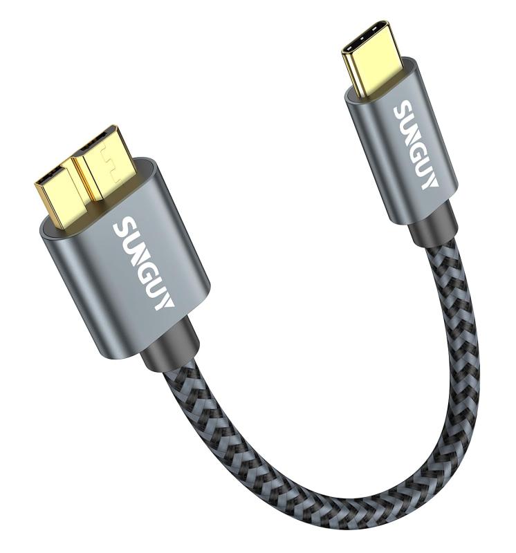 SUNGUY USB C to Micro B 3.1 ケーブル 0.15M 最大10Gbps 高速データ転送 金メッキコネクタ 短い USB 3.1 外付けHDD/SSD ハードドライブ/MacBook (Pro)/Galaxy S5 Note 3など