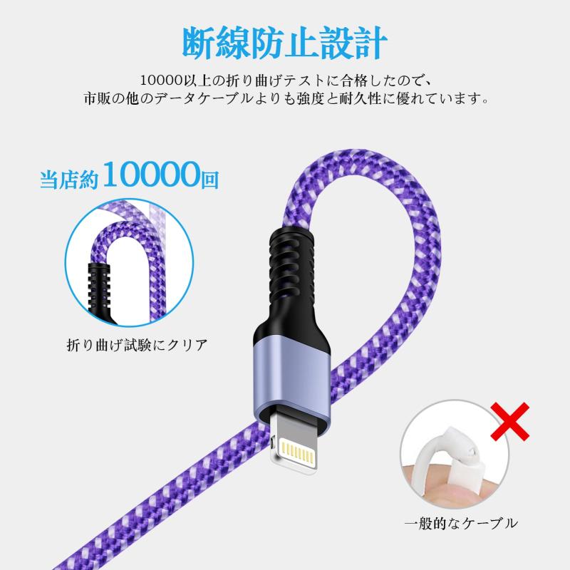 iPhone 充電ケーブル 1.8M ライトニングケーブル 急速充電ケーブル Haoano Lightning USB ケーブル 高速データ転送 断線防止 高耐久 ナイロン編み アイフォン充電ケーブル Lightning ケーブル iPhone 14/1