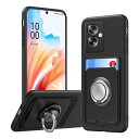 OPPO A79 5G ケース カード収納 リング付き 保護カバー オッポA79 スマホケース リング スタンド付き ストラップホール付き シリコン スタンド機能 耐久 マット質感 滑り止め 指紋防止 黒