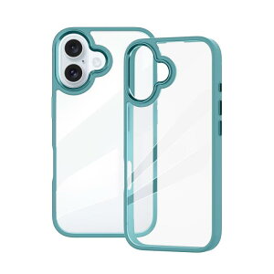 MuZiF iPhone 16 Plus 用 ケース クリア 薄型軽量 耐衝撃構造 黄変防止 擦り傷防止 透明 PC 背面クリア アイフォン16 Plus 用 カバー クリアケース(iPhone 16 Plus用,湖の緑)