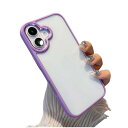 iPhone 16 ケース クリア 透明 アイフォン iPhone16 ケース カバー 2色 配色 薄型 可愛い レディース 背面ケース ハードケース,紫