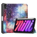 iPad mini(A17 Pro) ケース iPad mini6 ケース Apple Pencil 充電収納可能 柄物 イラスト 印刷 プリント iPad Mini 6 レザーケース TPU ペン収納 三つ折り スマート,銀河(2)