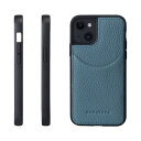 HANATORA iPhone15 ケース 本革 耐衝撃 スマホケース スマホ コードホルダー 付き シュリンクカーフレザー ギフト マグネットなし シアン C...