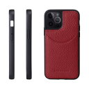 HANATORA iPhone14Pro ケース 本革 耐衝撃 スマホケース スマホ コードホルダー 付き シュリンクカーフレザー ギフト マグネットなし レッド CPG-14Pro-Red(3)
