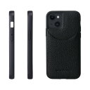 HANATORA iPhone13mini ケース 本革 耐衝撃 スマホケース スマホ コードホルダー 付き シュリンクカーフレザー ギフト マグネットなし ブラック CPG-13Mini-Black