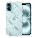 GUAGUA iPhone16Plus ケース クリア ウェーブ 菱形バック いphone 16Plus 透明 うねうね ケース TPU キラキラ 菱形 凸凹 ...