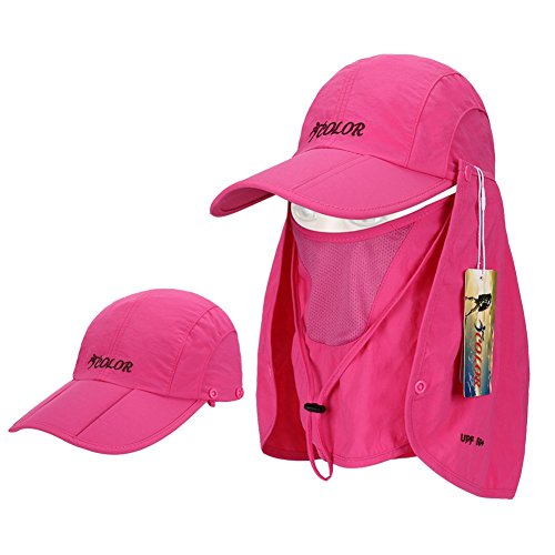 iCOLOR 帽子 完璧 紫外線対策・日焼け防止 3way フェイスカバー 付き UVカット(Rose)