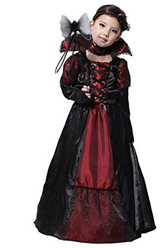 Neky ハロウィン 衣装 子供 吸血鬼 ドラキュラ キッズコスチューム 女の子 (XL（130-140cm）)