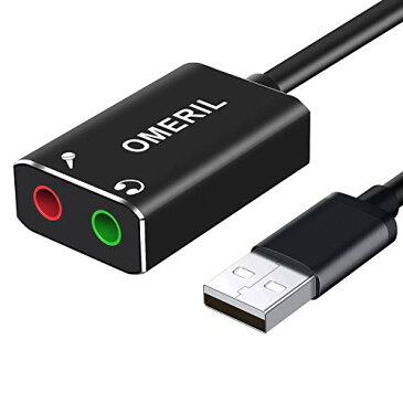 OMERIL USB オーディオ 変換 アダプタ 外付けサウンドカード 3.5mmジャック ヘッドホン・マイク端子 高音質 PS4MacBookWindows PCなど最適