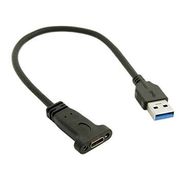 CY - C USB 3.1タイプCメスto USB 3.0?Aオスデータケーブル20?cm withパネルマウントねじ穴