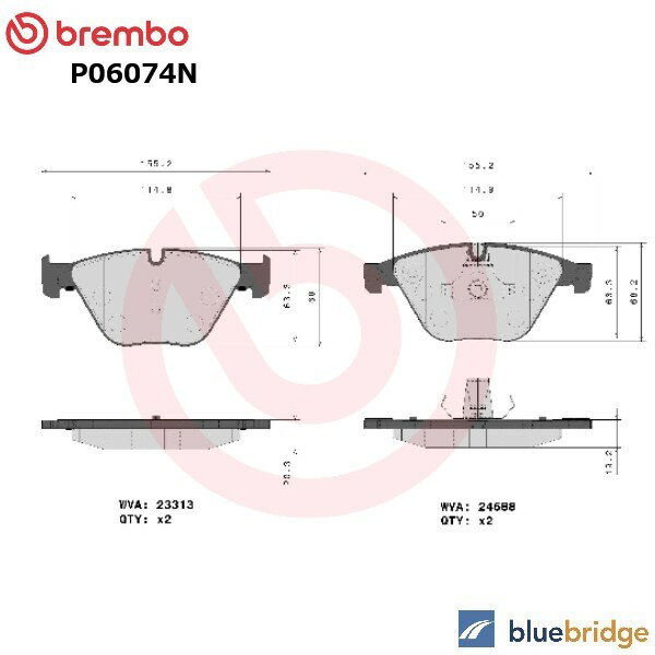 乐天商城 - BREMBO BMW フロントブレーキパッド 34112449266 34116775314 34116798190 34116850885 34116850886