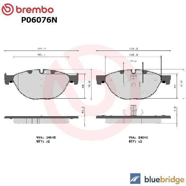 低ダスト BREMBO BMW 5シリーズ F10 F11 F07 フロント ブレーキパッド 34112449268 34116775318 34116775322 34116793021 34116851269