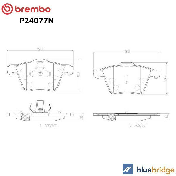 乐天商城 - P24077N：ボルボ フロントブレーキパッド 低ダスト BREMBO セラミック V70 III XC70 II V60 S60 S80 30736322 30736322