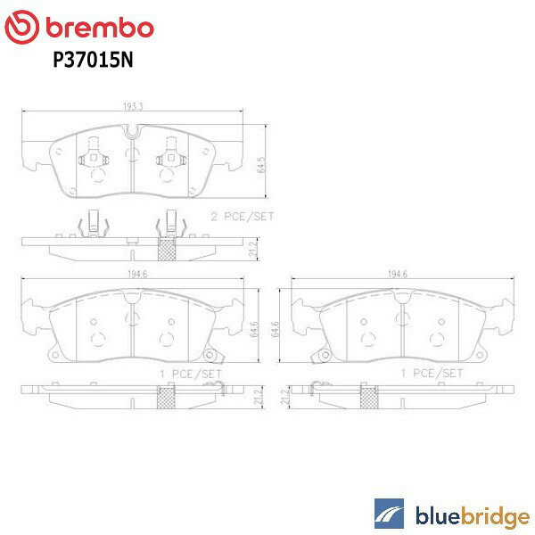 低ダスト BREMBO ジープ グランドチェロキー WK型 3.6L フロント ブレーキパッド 68052370AA 68052370AB