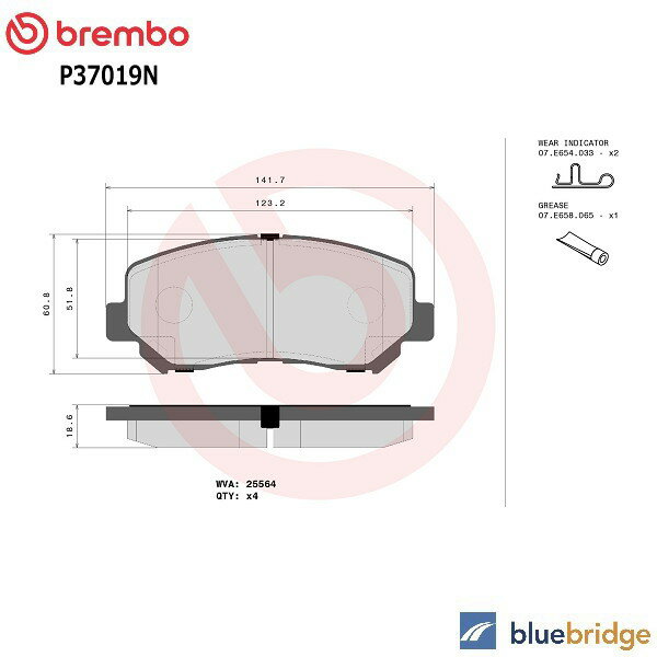 低ダスト BREMBO ジープ チェロキー 2.4L KL24 フロント ブレーキパッド 68160695AA 68225170AA 68225170AB 68225170AC 68225170AD