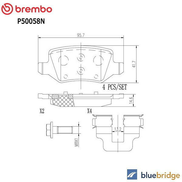 低ダスト BREMBO ベンツ Aクラス W168 A160 A160L 168033 168133 リア ブレーキパッド 1684200420 4144200120