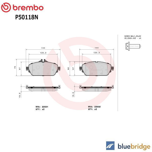 Rakuten - 低ダスト BREMBO ベンツ Cクラス W205 C200 C220d フロント ブレーキパッド 0004208700 0084203620