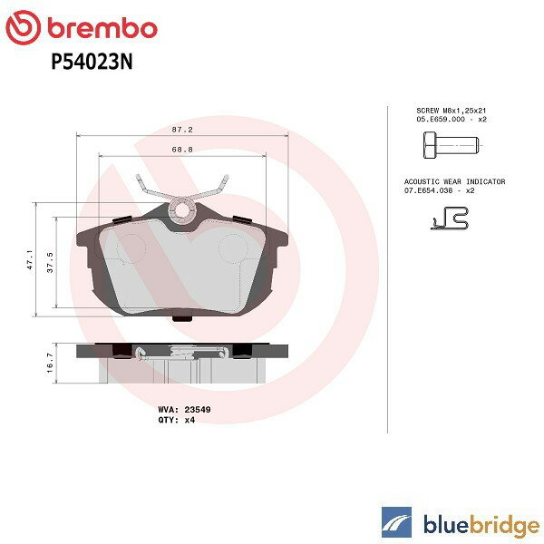 低ダスト BREMBO スマート フォーフォー W454 1.3L 454031 1.5L 454032 リア ブレーキパッド 4544201020