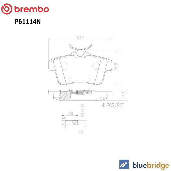 低ダスト BREMBO プジョー 3008 5008 T8型 1.6L リア ブレーキパッド 1608520680 1608681680 425435 425444 425446