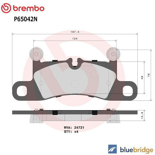 Rakuten - 低ダスト BREMBO ポルシェ 911 991型 3.4L カレラ リア ブレーキパッド 99135293902 99135293904 9Y0698451AD
