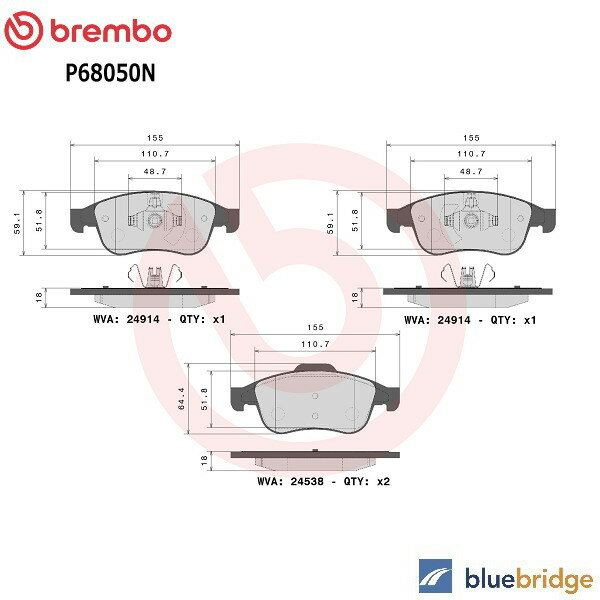 BREMBO 新品 ルノー フロントブレーキパッド 低ダスト 410300379R 410600379R 410601306R 410603172R 410605961R