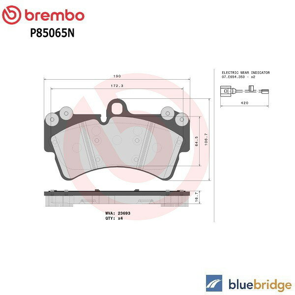 Rakuten - 低ダスト BREMBO ポルシェ カイエン 955型 3.2L 4.5L フロント ブレーキパッド 95535193910 95535193911 95535193912 95535193913