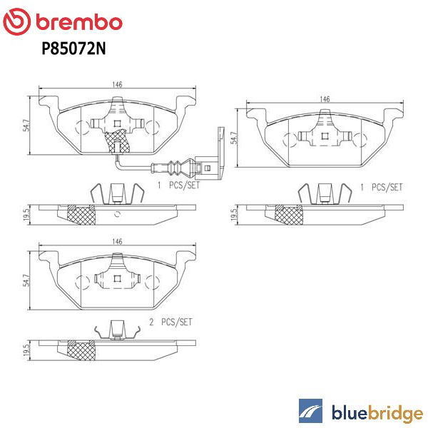 Rakuten - P85072N：VW フロントブレーキパッド低ダスト BREMBO ゴルフ4 1JAZJ ニュービートル 9CAQY ポロ 9NBBY 1J0698151F 1J0698151G 1