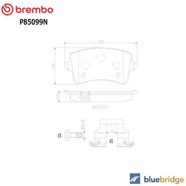 Rakuten - 低ダスト BREMBO アウディ A4 B8 8K 1.8TFSI 2.0TFSI 3.2FSI リア ブレーキパッド 8K0098601E 8K0098601F 8K0698451A