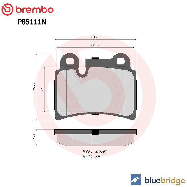 乐天商城 - 低ダスト BREMBO VW トゥアレグ 3.2L 7LAZZS 7LBMVS 7LBMVA リア ブレーキパッド 7L6698451B