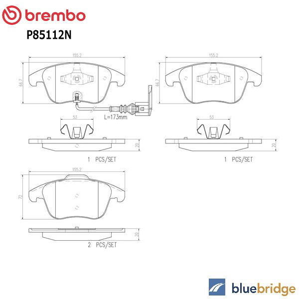 乐天商城 - BREMBO アウディ Q3 8U 1.4TFSI フロント ブレーキパッド 5N0598151C 5N0698151 5N0698151A 5N0698151B 5N0698151C