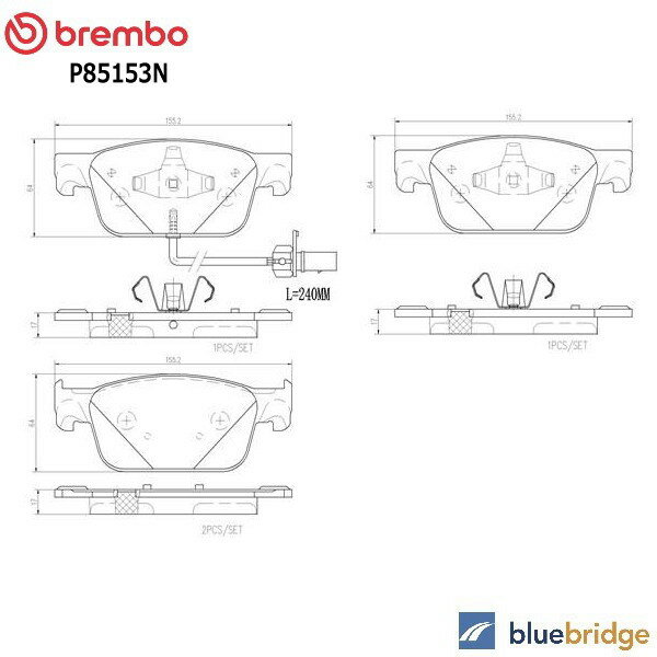 Rakuten - BREMBO アウディ フロントブレーキパッド 8W0698151AA 8W0698151AB 8W0698151AF 8W0698151AG 8W0698151BG