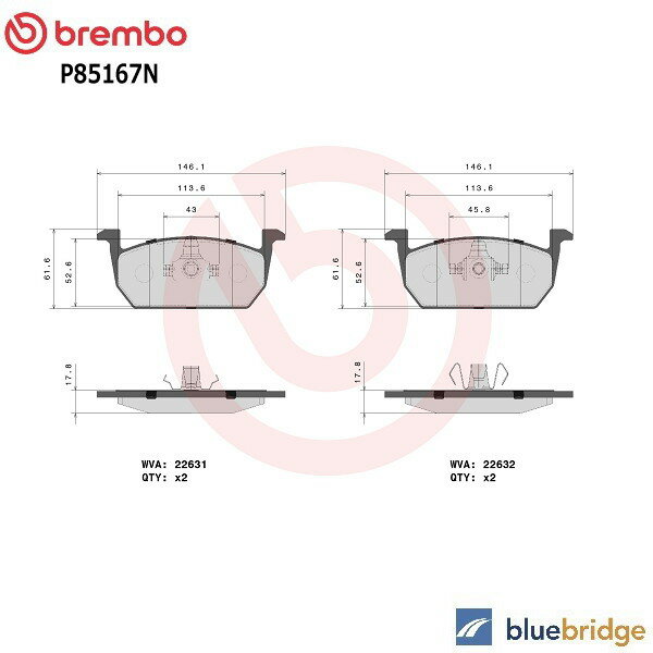 Rakuten - BREMBO VW アウディ フロントブレーキパッド 低ダスト 2Q0698151B 2Q0698151C 2Q0698151E 2Q0698151G