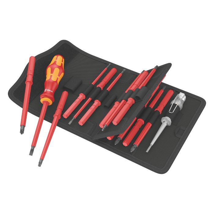 Tool Kits - Wera ヴェラ VDE 絶縁 クラフトフォーム コンパクト 電気工事用16 差替式ドライバーセット　Kraftform Kompakt VDE 16 Universal 1 収納ケース付き（05003474001）