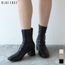 【SALE/50%OFF】ブーツ レディース フェイクレザー 合皮 ローヒール 太ヒール スクエアトゥ 柔らかい 疲れにくい ショート ストレッチ 秋 冬 お出かけ シンプル 無地 アイボリー ブラック ベージュ BLUEEAST