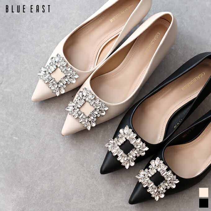 【送料無料】パンプス シューズ レディース 靴 パーティー パーティーシューズ ビジュー フェイクレザー 合皮 ポインテッドトゥ ヒール カジュアル 通勤 オフィス 結婚式 謝恩会 卒園式 二次会 入園式 入学式 発表会 披露宴 卒業式 BLUEEAST