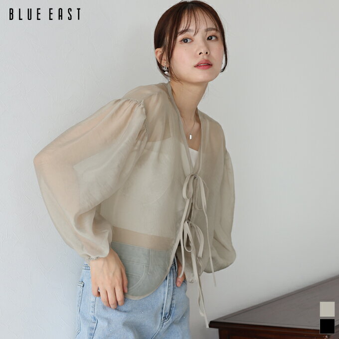 Rakuten - 【SALE／26%OFF】シアーブラウス レディース トップス シャツ シアー シースルー 透け感 リボン ゆったり 長袖 ボリューム袖 体型カバー シンプル カジュアル きれいめ かわいい おしゃれ トレンド 着回し 春 夏 秋 紫外線対策 BLUEEAST【メール便】