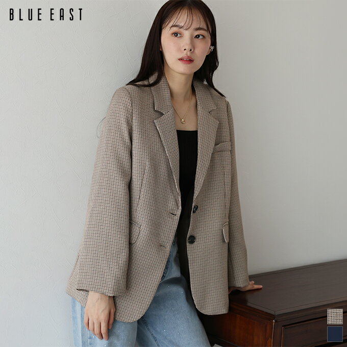 【送料無料】テーラードジャケット ジャケット レディース ライトアウター 羽織り 春 秋 定番 ベーシック トレンド 長袖 シングル 無地 チェック柄 オーバーサイズ シンプル カジュアル きれいめ 大人 おしゃれ 通勤 オフィス 上品 着回し BLUEEASTのサムネイル