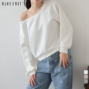 【SALE/22%OFF】オフショルダーカットソー レディース 長袖 トップス スウェット プルオーバー 無地 ワンショルダー ボートネック風 ショート丈 ボリ...