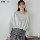 【SALE/50%OFF】SundayForever刺繍スウェット レディース トレーナー プルオーバー 長袖 ロゴ カレッジロゴ ショート丈 クロップド丈 短...