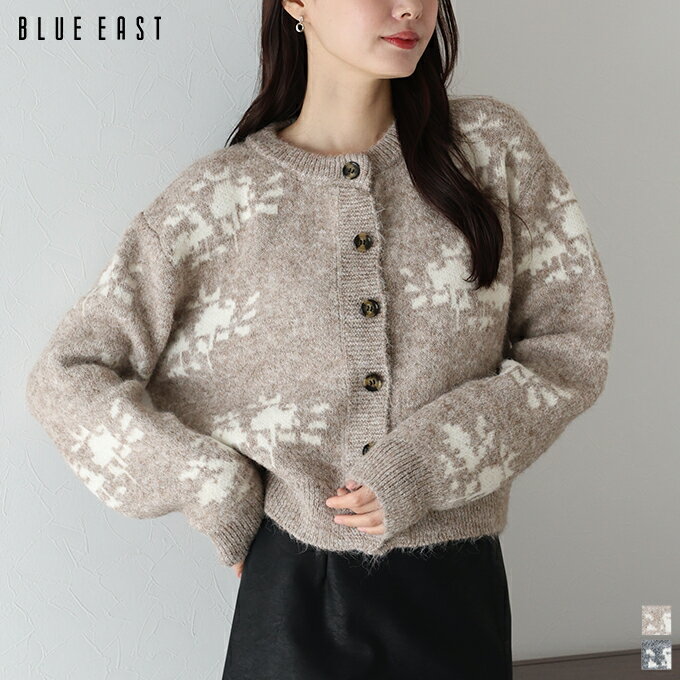 【8/21 16:59まで！528円OFF中】【送料無料】ジャガードニットカーディガン レディース 長袖 トップス 羽織り ノルディック柄 クルーネック ゆったり かわいい カジュアル シンプル トレンド おしゃれ 秋 冬 着回し BLUEEASTのサムネイル