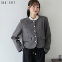 【送料無料】パールボタンノーカラージャケット レディース ライトアウター 羽織り 春 秋 トレンド 長袖 シングル 無地 シンプル カジュアル おしゃれ 通勤 オフィス 着回し BLUEEAST