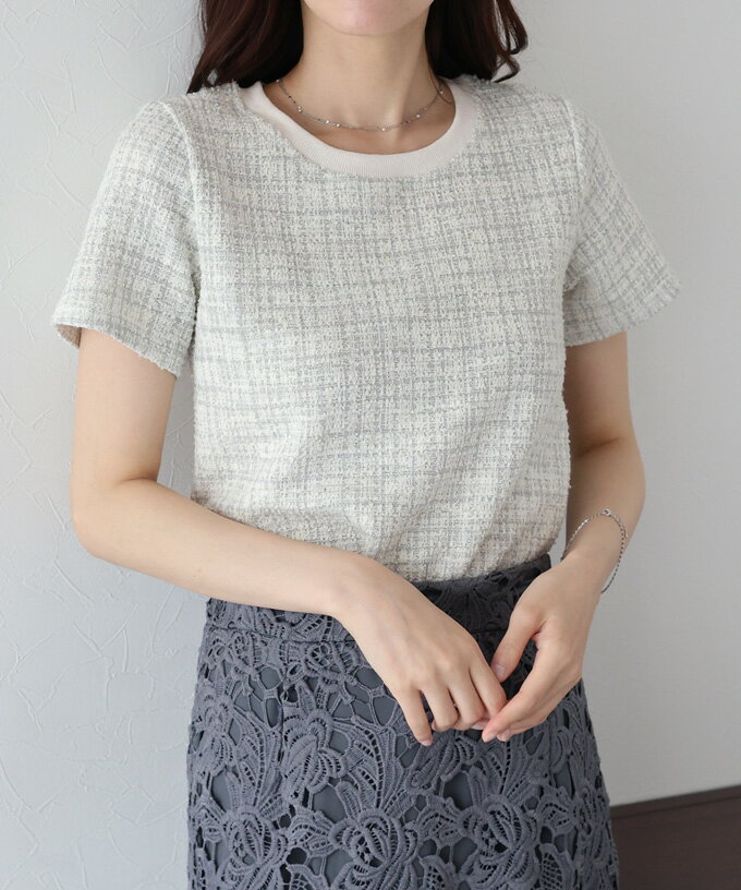 Drawer ツイード 半袖トップス Drawer ツイード 半袖トップス 楽天市場】ツイード（長さ（袖