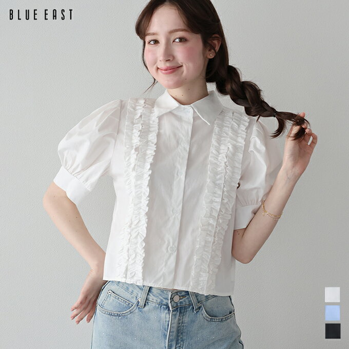 Rakuten - 【送料無料】フロントフリル半袖ブラウス【メール便】