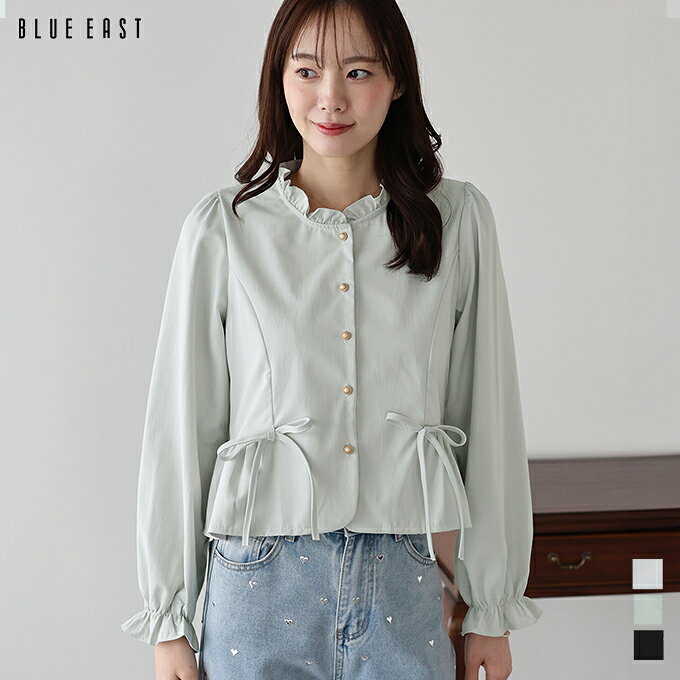 乐天商城 - 【タイムセールクーポン利用で10%OFF】リボンペプラムブラウス【メール便】