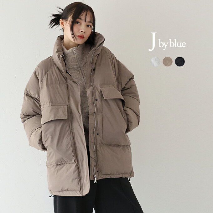 【1/8 12:59まで！979円OFF】【送料無料】[J by blue] モンスターコート レディース アウター ダウンジャケット ダウンコート ボリューム袖 ポケット 中綿 あったか かわいい おしゃれ トレンド 無地 シンプル カジュアル 秋 冬 BLUEEASTのサムネイル