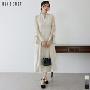 【5/16 10:59まで!1045円OFF中】【送料無料】フェザーフラワーコクーンドレス ワンピース 結婚式 二次会 謝恩会 フォーマル ロング丈 ミモレ丈 膝下丈 パーティードレス フレアードレス レース 刺繍 花柄 袖あり フレアー袖 長袖 スリット リボン トレンド BLUEEAST(4)