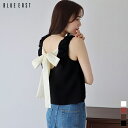 【SALE/50%OFF】ブラウス シャツ レディース トップス バックリボン 後ろリボン ノースリーブ 袖なし 無地 バイカラー 春 夏 秋 ゆったり 体型カバー シンプル カジュアル フェミニン きれいめ おしゃれ 着回し BLUEEAST【ネコポス】