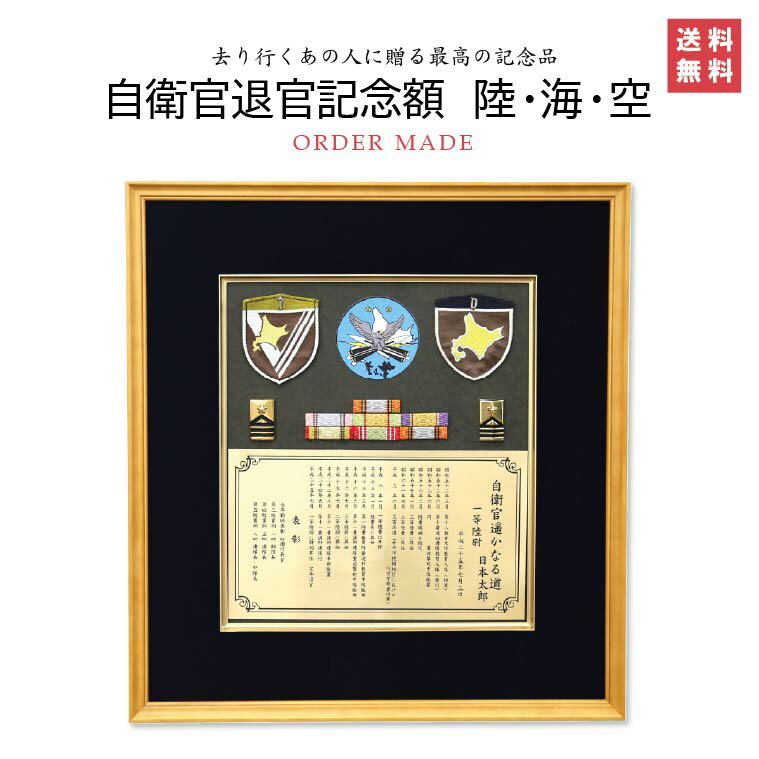 ★楽天1位★【自衛官退官記念額】送料込み! 41.5×38.5センチ 木製額 記名章、ワッペンが入れられます! 自衛隊 表彰 定年 退官 プレゼント 記念品 高...