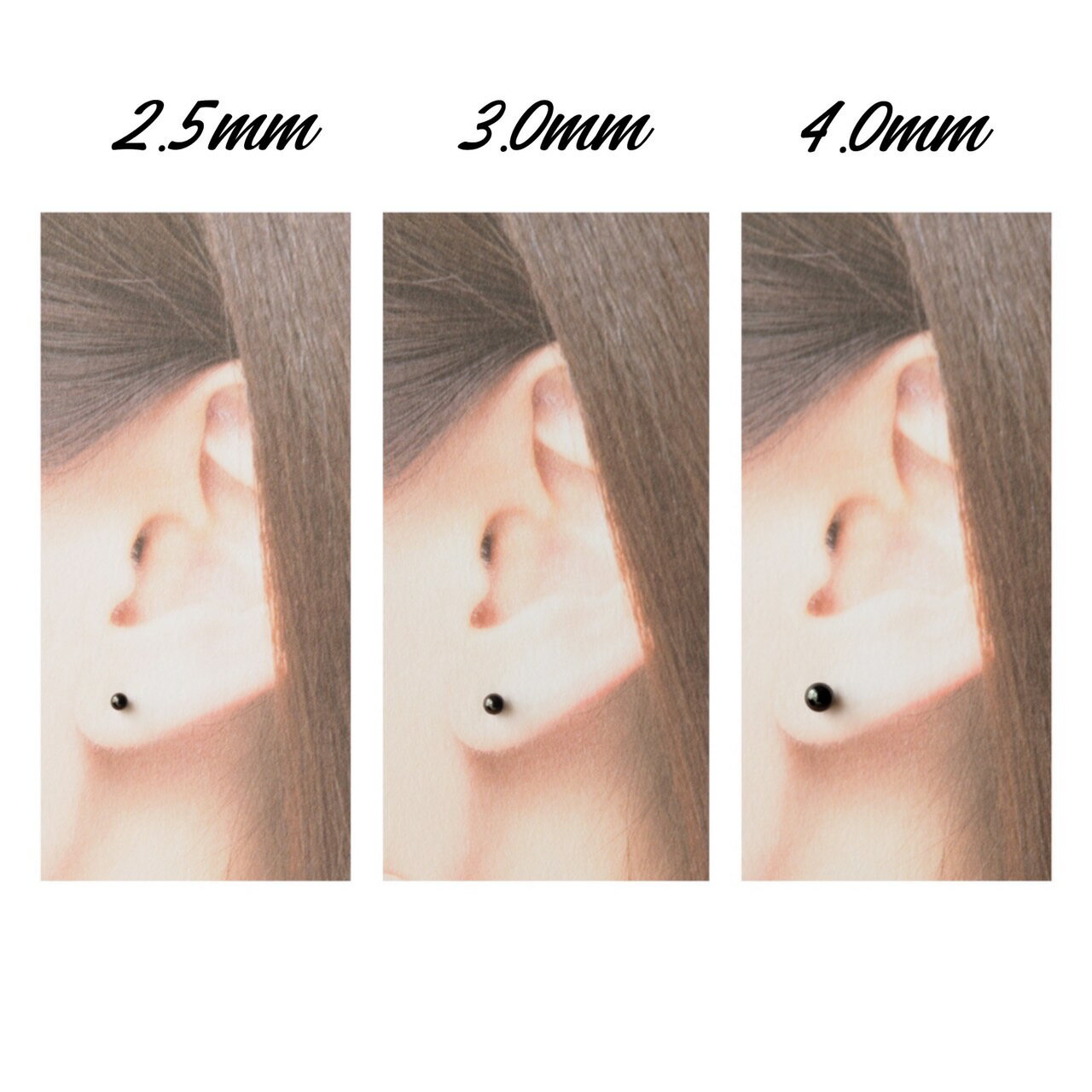 つけっぱなし ブラック ボール セカンドピアス 日本製 2.5mm 3mm 4mm 純チタン 太軸 片耳 アレルギー 金属アレルギー 対応 ピアス 軸太 チタン ロングポスト ゲージ 16G 18G 20G かわいい おしゃれ BlueHill サージカルステンレス ステンレス ファーストピアス 黒 メンズ SSS